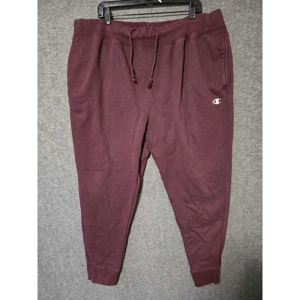 Vtg Champion Reverse Weave Jogger Sweatpants Maroon Men's 3XL GF01